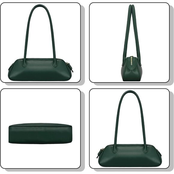 Women Dark Green PU Leather Shoulder Purse Elegant Swing Bag for daily use Work - Picture 4 of 7